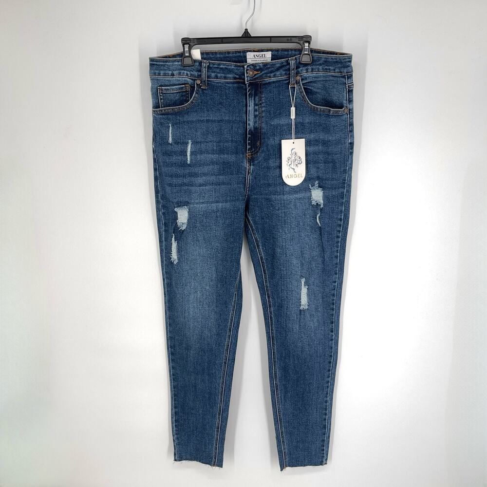 Angel Women's NWT High Rise Stretchy Skinny Leg Jeans Plus Size Size 24 Blue